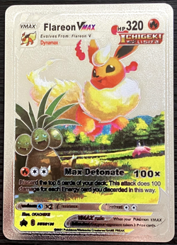 Flareon Vmax Silver Foil Fan Art Vinyl Collector Pokemon Card Costumed - Image 1