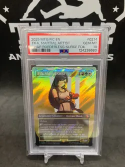 2025 MTG Final Fantasy TIFA Martial Artist #0214 Borderless Surge Foil PSA 10 - Image 1
