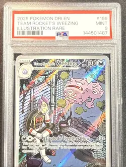 Team Rocket's Weezing 199/182 Illustration Rare Pokemon PSA 9 MINT - Image 4