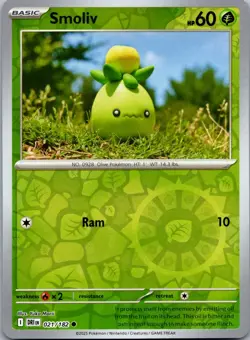 Smoliv 021/182 - SV10: Destined Rivals Pokemon Common NM Reverse Holo - Image 1