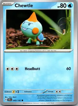 Chewtle 043/142 - SV07: Stellar Crown Pokemon Common NM - Image 1