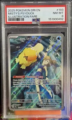 2025 POKEMON DESTINED RIVALS ILLUSTRATION RARE#193 MISTY'S PSYDUCK PSA 8 - Image 1