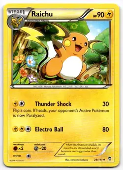 Raichu 28/111 Uncommon Furious Fists Pokemon Moderately Played - Image 1