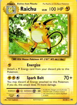 Pokemon TCG Raichu 36/108 Evolutions LP - Image 1