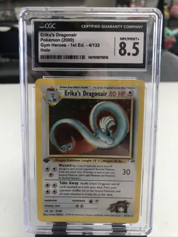 J4 Erika's Dragonair 1st Edition (2000) Gym Heroes 4/132 Holo Pokemon (CGC 8.5) - Image 1