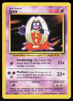 Jynx 31/102 Uncommon Base Set Unlimited Pokemon Damaged - Image 1
