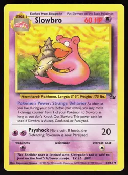 Slowbro 43/62 Uncommon Fossil Pokemon Unlimited Damaged - Image 1