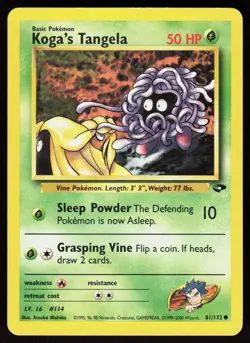 Koga's Tangela 81/132 Common Gym Challenge Pokemon Unlimited Damaged - Image 1