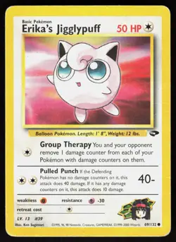 Erika's Jigglypuff 69/132 Common Gym Challenge Pokemon Unlimited Damaged - Image 1