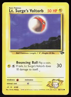 Lt. Surge's Voltorb 86/132 Common Gym Challenge Pokemon Unlimited Damaged - Image 1
