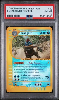 PSA 8 FERALIGATR 12/165 | Expedition Reverse Holo WOTC Graded Pokemon Card - Image 1