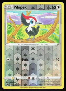 Pikipek 143/185 Common Vivid Voltage Pokemon Reverse Holo Lightly Played - Image 1