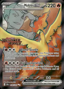 Team Rocket's Moltres ex 208/182 Ultra Rare Destined Rivals Pokemon Near Mint - Image 1