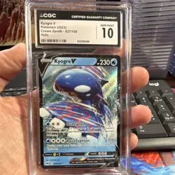 Kyogre V Pokemon Crown Zenith 037/159 Ultra Rare Holo CGC 10 2023 - Image 1