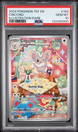 2024 POKEMON TEF EN-TEMPORAL FORCES ILLUSTRATION RARE #183 CINCCINO PSA 10 - Image 1