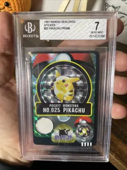 1997 Pokemon Bandai Sealdass Pikachu Prism #25 BGS 7 Near Mint - Image 1