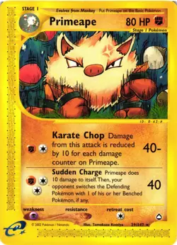Pokemon TCG Primeape 29/147 Aquapolis Regular Uncommon LP - Image 1