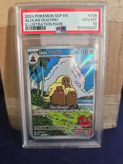 2024 Pokemon En-Surging Sparks Alolan Dugtrio Illustration Rare SSP #208 PSA 10 - Image 1