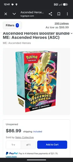 Pokemon TCG Mega Evolution Ascended Heroes Booster Bundle 6 Packs - Image 1