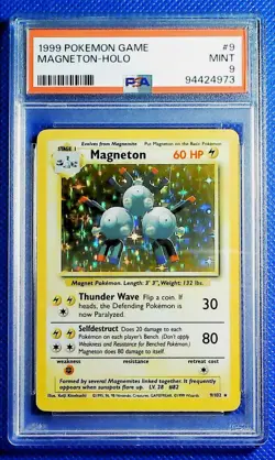 1999 Pokemon TCG Base Set Magneton 9/102 Holo Rare English PSA 9 - Image 1