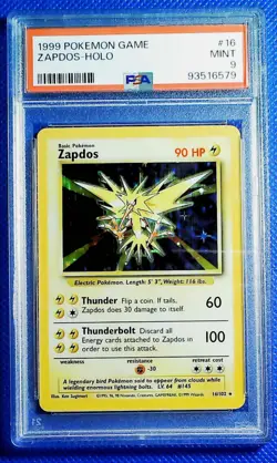 1999 Pokemon Unlimited - Zapdos Holo - PSA 9 - Image 1