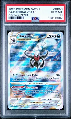 2023 POKEMON SWORD & SHIELD CROWN ZENITH #GG50 FULL ART/DARKRAI VSTAR PSA 10 - Image 1