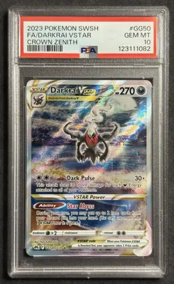 2023 POKEMON SWORD & SHIELD CROWN ZENITH #GG50 FULL ART/DARKRAI VSTAR PSA 10 - Image 2