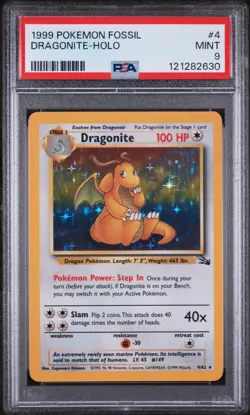 1999 Pokemon Fossil Dragonite #4/62 Holo PSA 9 - Image 1
