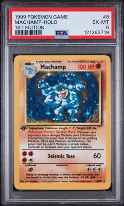 1999 Pokemon Base Set Machamp #8/102 1st Edition Holo PSA 6 - Image 1
