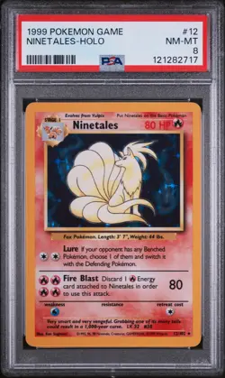 1999 Pokemon Base Set Ninetales #12/102 Holo PSA 8 - Image 1