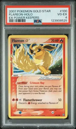 2007 POKEMON EX POWER KEEPERS GOLD STAR #100 FLAREON-HOLO PSA 4 - Image 1