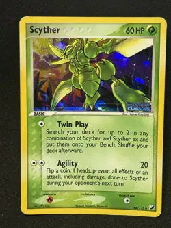 Pokemon Scyther 2005 EX Unseen Forces 46/115 Reverse Holo (HP-DMG) - Image 1