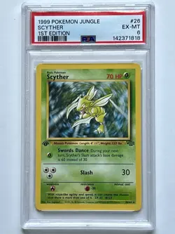 1999 Pokemon Jungle Scyther 1st Edition Non-Holo Card #26 PSA 6 - Image 1