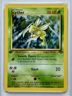 1999 Pokemon Jungle Scyther 1st Edition Non-Holo Card #26 PSA 6 - Image 2