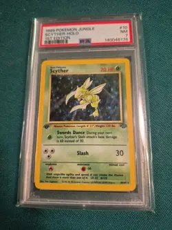 Pokemon Scyther 10/64 Jungle 1st Edition Holo Rare PSA 7 1999 - Image 1