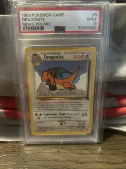 1999 POKEMON GAME MOVIE MOVIE PROMO #5 DRAGONITE PSA 9 - Image 1