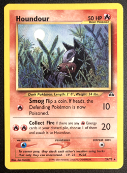 Pokemon Houndour 24/75 Neo Discovery - Rare Non Holo Unlimited WOTC TCG - Image 1