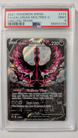 Galarian Moltres V 177/198 Chilling Reign Pokemon PSA 9 - Image 1