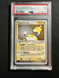 2003 POKEMON EX DRAGON #89 AMPHAROS EX-HOLO PSA 7 - Image 1