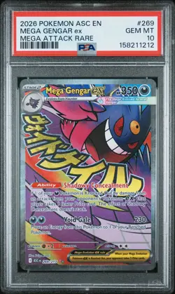 2026 POKEMON ASC EN-ASCENDED HEROES MEGA ATTACK RARE #269 MEGA GENGAR EX PSA 10 - Image 1