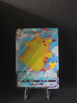 2021 Pokemon-Surfing Pikachu VMax 009/025-Celebrations-Holo - Image 1