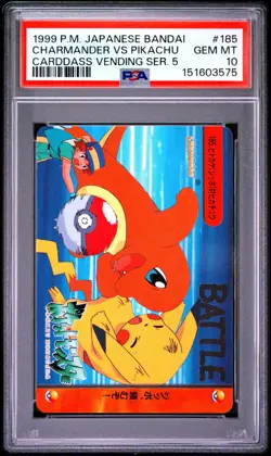 PSA 10 2026 CERT CHARMANDER VS PIKACHU 1999 POKEMON JPN BANDAI CARDDASS #185 - Image 1