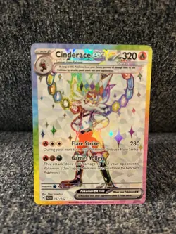 Pokemon Cinderace ex (Holo) 157/142 SV08 Surging Sparks Full Art Ultra Rare - Image 1