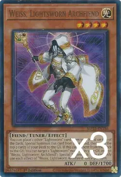 3X Yugioh Weiss, Lightsworn Archfiend MP25-EN186 Ultra Rare 1st Edition NM - Image 1