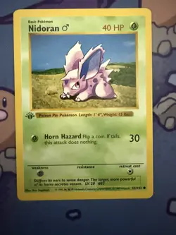 Pokemon Card - Nidoran M Base Set (Shadowless) 55/102 Common 1st Edition - Image 1
