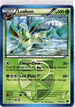 Leafeon - 11/116 - Pokemon Plasma Freeze Black & White Rare Card LP - Image 1