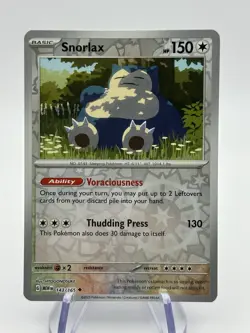 Pokemon Snorlax 143/165 Reverse Holo Scarlet & Violet 151 English (A4) - Image 1