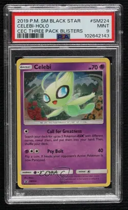 Celebi (Holo) Pokemon Sun & Moon Black Star Promo PSA 9 MINT - Image 1