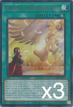 3X Yugioh Prayers of the Voiceless Voice MP25-EN169 Ultra Rare 1st Edition NM - Image 1