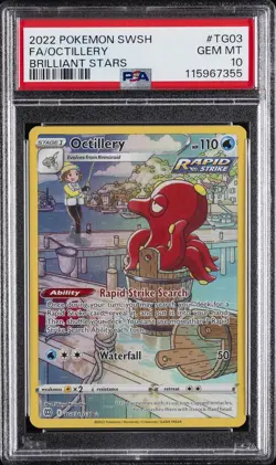 2022 POKEMON SWORD & SHIELD BRILLIANT STARS #TG03 FULL ART/OCTILLERY PSA 10 - Image 1